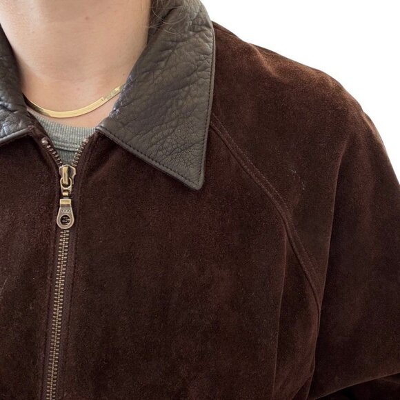 Vintage Cypress Grove Unisex Brown Suede Leather Oversized Bomber Jacket Sz L - Picture 5 of 10